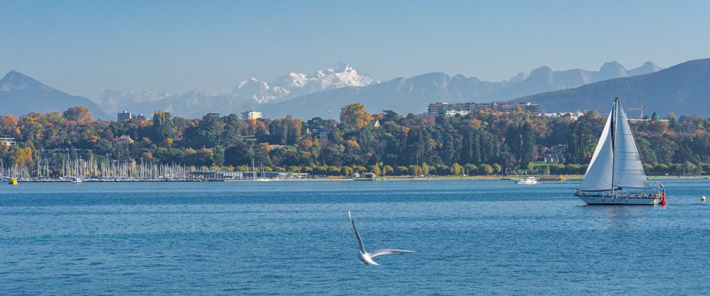 Lac Leman et ville de Geneve